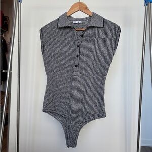 Striped Black and White womens bodysuit